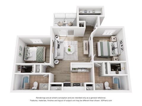 a 3d floor plan of a house with a bedroom and a bathroom